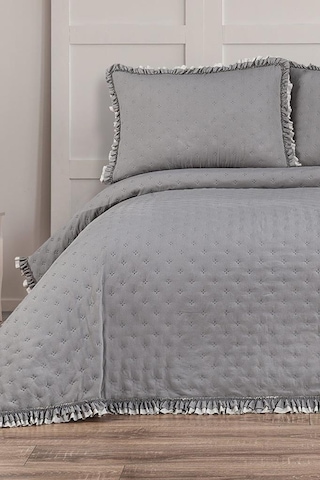 Kapinya Elyaf Dolgulu Tek Kişilik 190x250 Cm Yatak Örtüsü Gri Gri