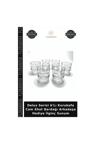 Delux Serisi 6'lı Kurukafa Cam Shot Bardağı Arkadaşa Hediye İlginç Sunum