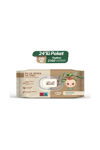 Fibril Zeytinyağlı Islak Bebek Mendili 24x90'lı Paket 2160 Yaprak
