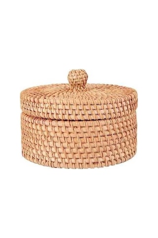 Bosphorusboutique02 El Dokuma Rattan Meyveli Kek Kutusu Şapka Kapaklı 14x8cm Rattan Hasır Diğer Diğer