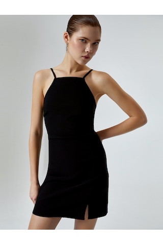 Koton Halter Yaka Mini Kalem Elbise Yırtmaç Detaylı Siyah 4sal80002ıw 4SAL80002IW999 Siyah