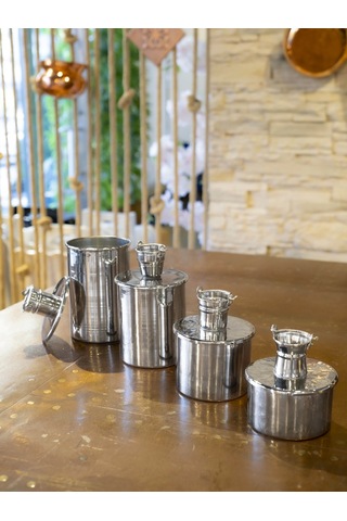 Bakır Baharat Seti Objeli Model 4'lü Gümüş Bakır