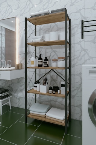 Çok Raflı Dekoratif Banyo Dolabı Ahşap