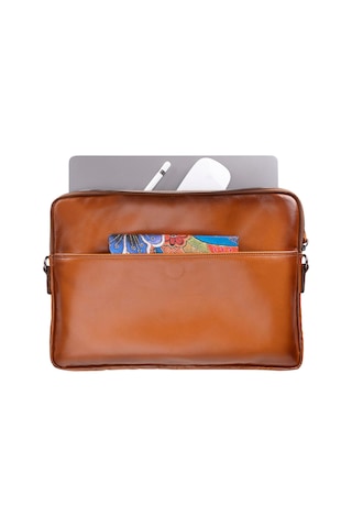 Bloomsleeve Leeds 14" Golden Tan Hakiki Deri Laptop & Tablet Kılıfı Taba
