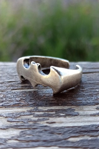 Antik Gümüş Kaplama Yarasa Adam Batman Şekilli El Yapımı Ayarlana - 549003366 Çok Renkli