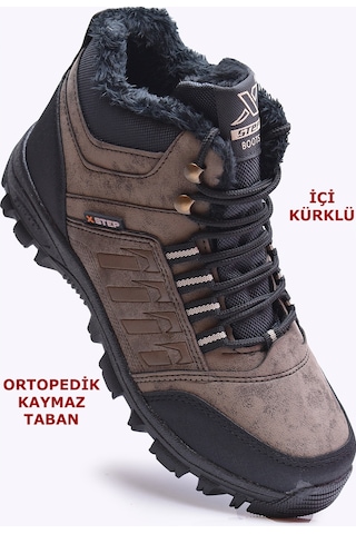 Papatay X6 Ortopedik Kaymaz Taban Kürklü Erkek Bot Outdoor Bot Vizon