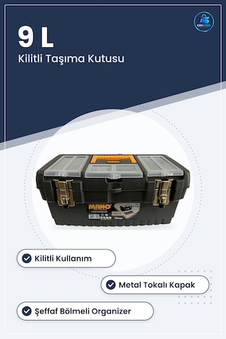 Takım Çantası 9 L Kilitli Plastik Avadanlık Metal Tokalı Organize