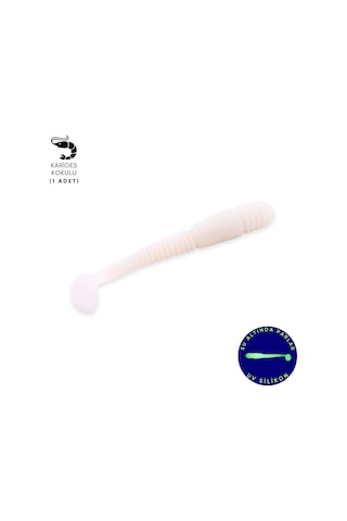 Silikon Kurt Yem - 1,1g 55mm - Fishack Wormix - 1 Adet - Uv - Beyaz