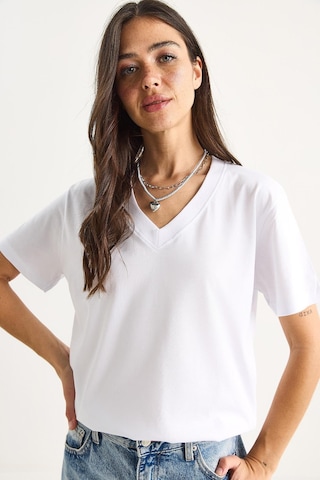 Shade Pamuk Derin V Yakalı Comfort Fit T-shirt 60602066 - Siyah-beyaz-kırmızı Çok Renkli L