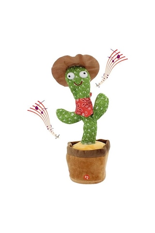 Mobgift Dans Eden Ses Taklit Eden Müzikli Peluş Kaktüs Oyuncak