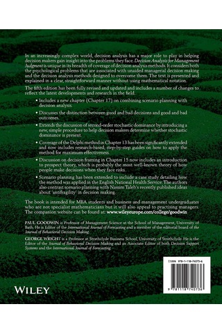 Decision Analysis For Management Judgment