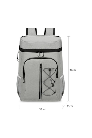 Symbee Outdoor Kamp İçin Çift Katlı Isı Yalıtımlı Büyük Buz Çantası, Çok Fonksiyonlu Piknik Sırt Çantası Oxford Kumaş, Alüminyum Folyo Açık Gri