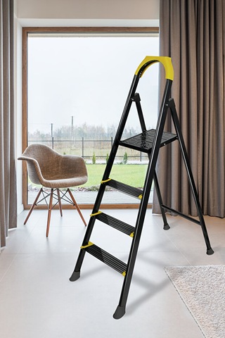 Ze Hardy 3+1 Basamaklı Özel Tasarım Hafif Merdiven Kaymaz Papuçlu Dayanıklı Paslanmaz 3+1 Basamak