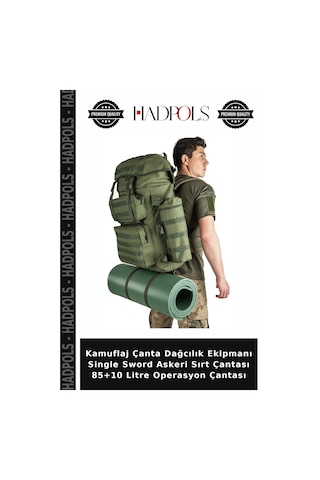 Hadpols Kamuflaj Çanta Dağcılık Ekipmanı Single Sword Askeri Sırt Çantası 85+10 Litre Operasyon Çantası