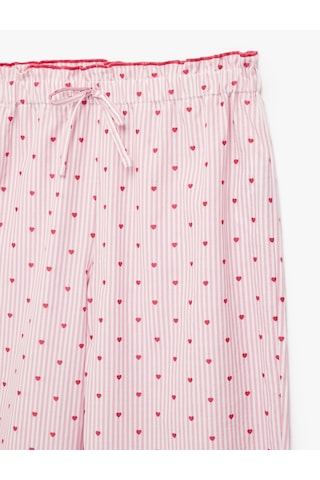 Koton Rahat Kalıp Kalp Desenli Bağcık Detaylı Dokuma Poplin Pijama Altı Pembe Desenli 6slk50001mw Pembe Desenli