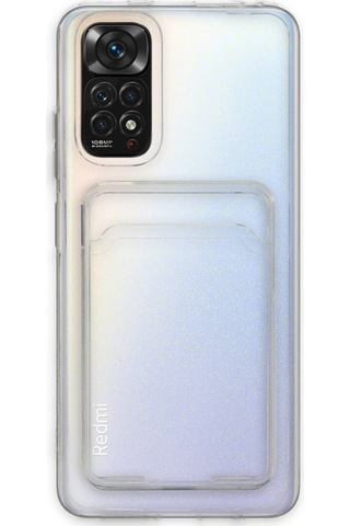 Xiaomi Redmi Note 11 Kılıf Kart Şeffaf Silikon - Şeffaf Düz Renkli