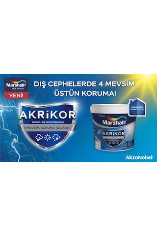 Marshall Akrikor Silikonlu+Akrilik Su Bazlı Dış Cephe Boya 2.5 Lt