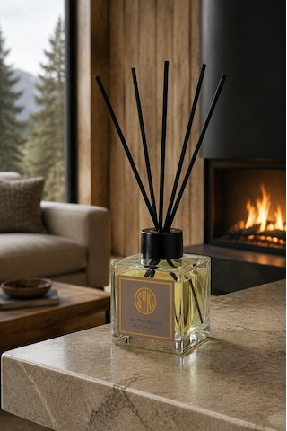 Premium Çubuklu Oda Kokusu 100 Ml Cam Şişe Reed Diffuser Sandal Ağacı