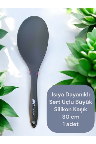 Isıya Dayanıklı Sert Uçlu 30 Cm Büyük Silikon Kaşık 1 Adet