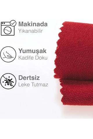 Kadife Dokulu Kırmızı Renk Yıl Başı Temalı Runner Daily Series 40 X 140 Kırmızı