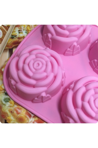 Gül Şekli Tasarımı İle Silikon Kek Kalıbı, Puding Ve Jöle Yapımı İçin 6 Izgara Yapışmaz Çok Renkli