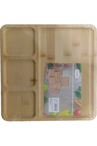 Yakut Bambu 4 Bölmeli Sunum Tabağı Kahverengi