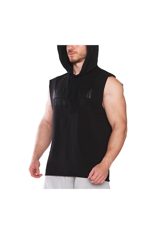 Musclecloth Training Club Kapüşonlu Kolsuz Sweatshirt Siyah Siyah