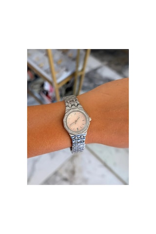 Pembe Detaylı Silver Model Kadın Saat Gümüş