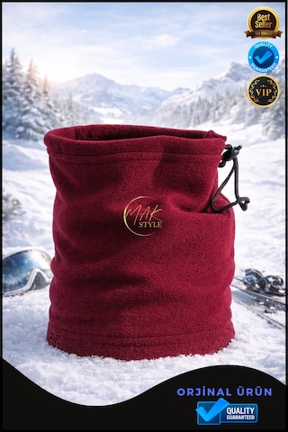 Overpet Yetişkin Polar Boyunluk Ayarlanabilir, Çok Amaçlı Boyunluk & Bere Bordo