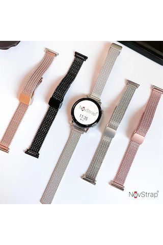 Novstrap Huawei Watch Gt4 41mm Gt5 41mm İle Uyumlu Kordon 18mm Magnet Tokalı Luxury Slim Metal Hasır
