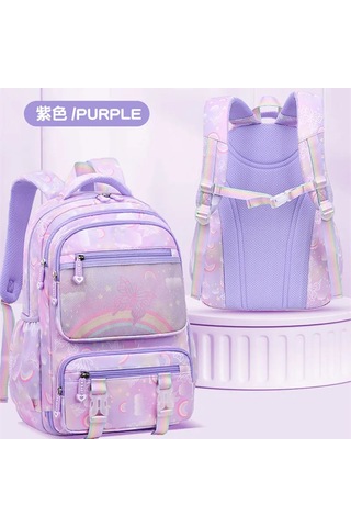İlkokul Okul Öğrenci Çantası Mor Okul Sırt Çantası Kızlar İçin Açık Vizon