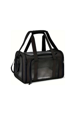 Tongdashop Siyah Havayolu Onaylı 15 Kg'a Kadar Kedi Taşıma Çantası Katlanır Mesh