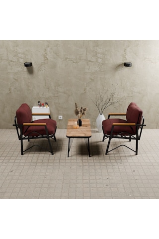 Mb Garden Furnıture Simetri Model, Balkon,mutfak, Bahçe, Cafe, Metal Koltuk Takımı, Bahçe Takımı , Çay Seti, 1+1+sehpa Bordo