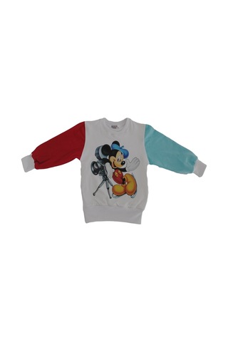 Berselüx Miki Baskılı Kız-Erkek Çocuk Uzunkollu Sweatshirt/Sweat. Beyaz