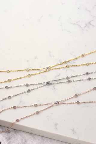 Queen Silver Jewelry 925 Ayar Gümüş, Zirkon Taşlı, X Model Vücut Zinciri Altın