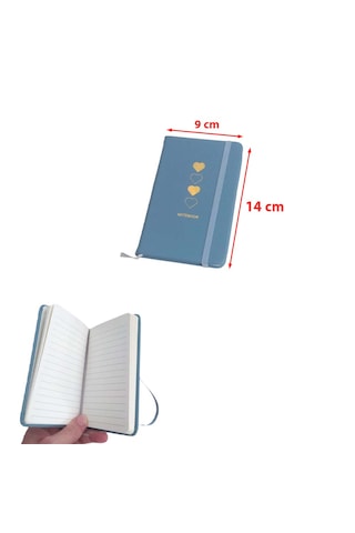 80 Yaprak Çizgili A6 Not Defteri Lastikli 5 Orta Küçük Bloknot Ebat: 14 Cm X 9 Cm Mavi