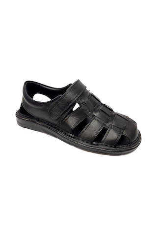 Moda Ayakkabı 0453 Siyah Deri Erkek Sandalet