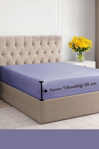 Lila Renkli %100 Pamuklu Penye Kumaş Fitted Lastikli Çarşaf