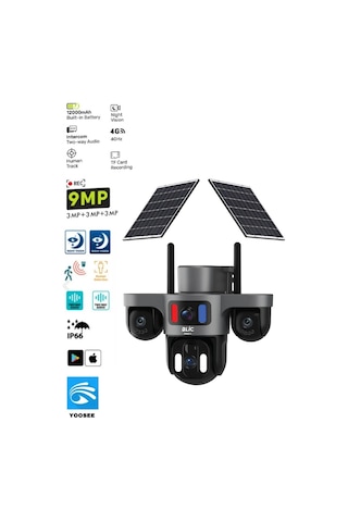 Miaxtreme 9mp Çift Solar Panel 7.5wx2 3 Senkron Lens Ip66 Sertifikalı Sensör Takip Yoosee Türkçe Solar Kamera