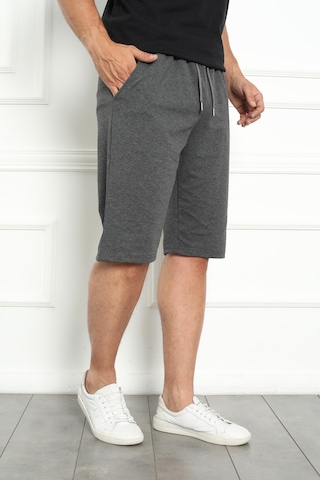 Erkek Şort Bermuda Kurt Armalı Beli Bağcıklı Ipli Cepli Büyük Beden Geniş Beden Aralığı Antrasit Nıc1067 R50 Antrasit