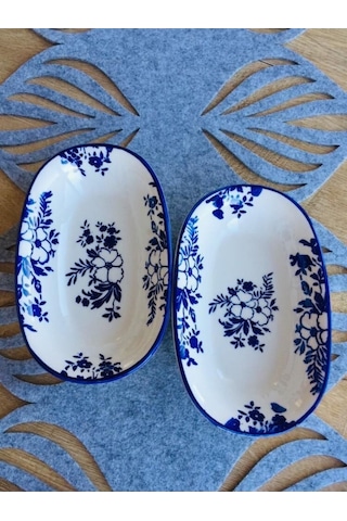 Yasemin Model 2'li Orta Büyük Sunum Tabağı Beyazz