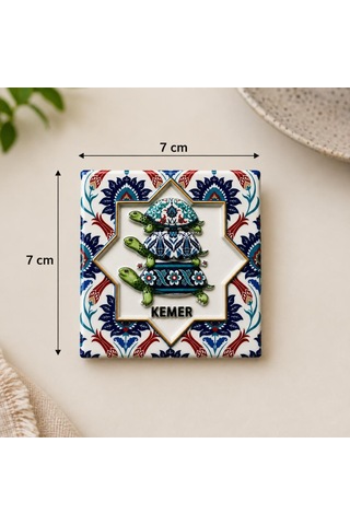 Magnet Kemer Kaplumbağa Desenli Dekoratif Buzdolabı Magneti 7x7 Cm