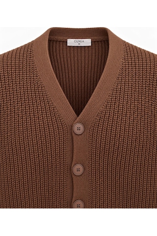 Classics Men Günsa Comfort Fit Erkek Tam Düğmeli Triko Ceket - 7833 Kahverengi