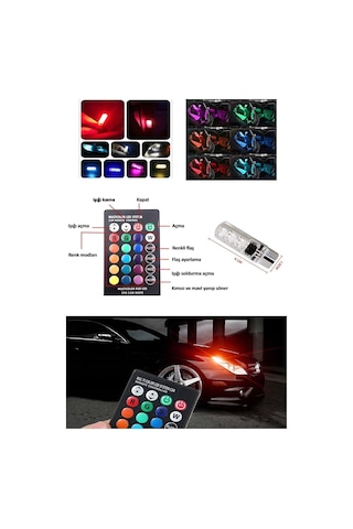 18 Led Rgb T10 Kumandalı Çakarlı Park Ampülü