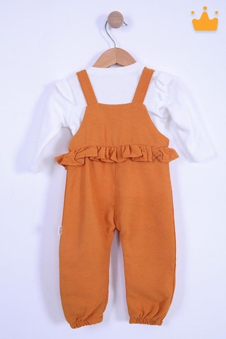Bayramlık Kız Bebek Çocuk Salopet Badi Takım 2338 Turuncu
