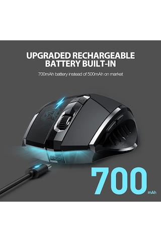 Kablosuz Fare Sessiz Şarj Edilebilir Kablosuz Bluetooth Fare Siyah Diğer