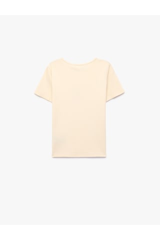 Koton Kiraz Baskılı Kısa Kollu Bisiklet Yaka Pamuklu Tişört Sarı 6skg10604ak