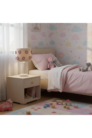 Elizim Home Lighting Makrome Papatyalı Abajur Beyaz - Pembe