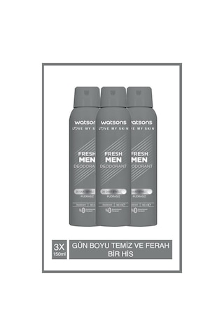 Watsons Ocean Comfort Pudrasız Deodorant Sprey 150 Ml X 3 + Fresh Men Pudrasız Deodorant Sprey 150 Ml X 3