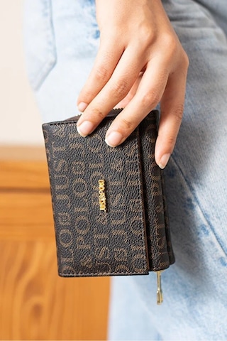 Just Polo Kadın 6 Kart Bölmeli Fermuarlı Ve Çıtçıt Kapamalı Şık Cüzdan Shopper Kahverengi